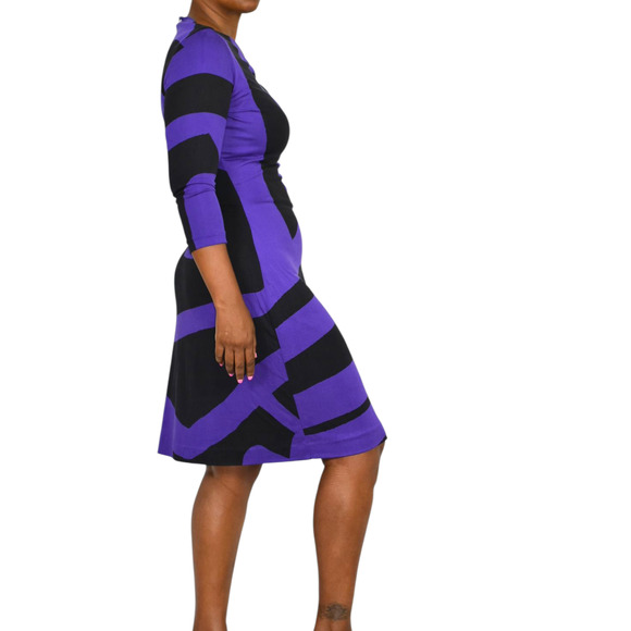 Diane Von Furstenberg Victorio Dress Purple Color Block DVF Silk Jersey Sheath 8 - Picture 11 of 13